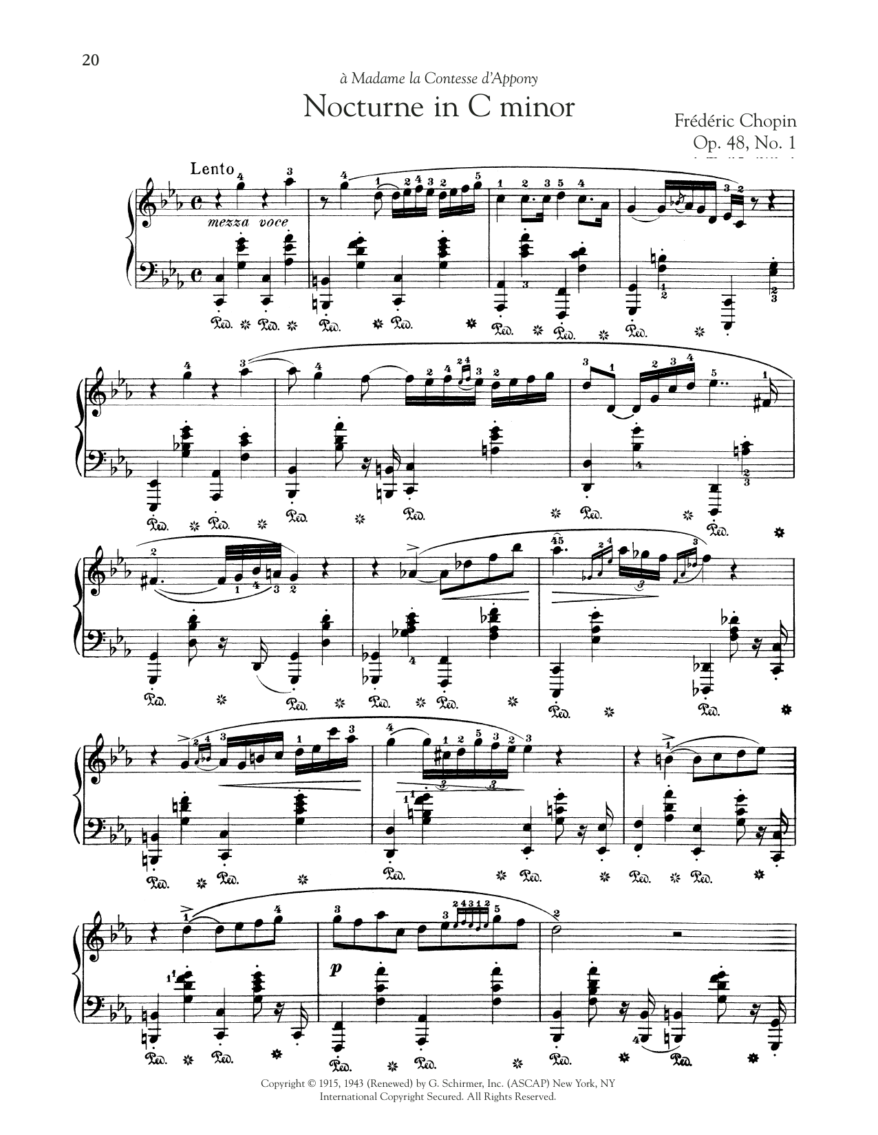 Frédéric Chopin Nocturne, Op. 48, No. 1 sheet music notes and chords arranged for Piano Solo
