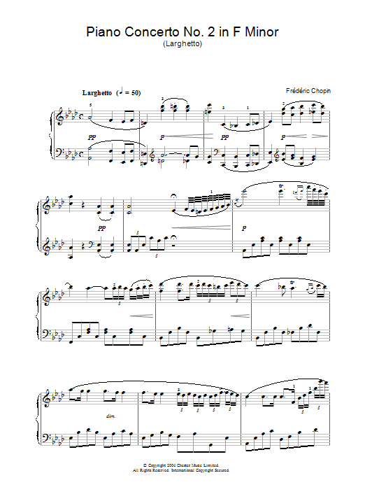 Frederic Chopin Piano Concerto No. 2 In F Minor sheet music notes and chords arranged for Piano Solo
