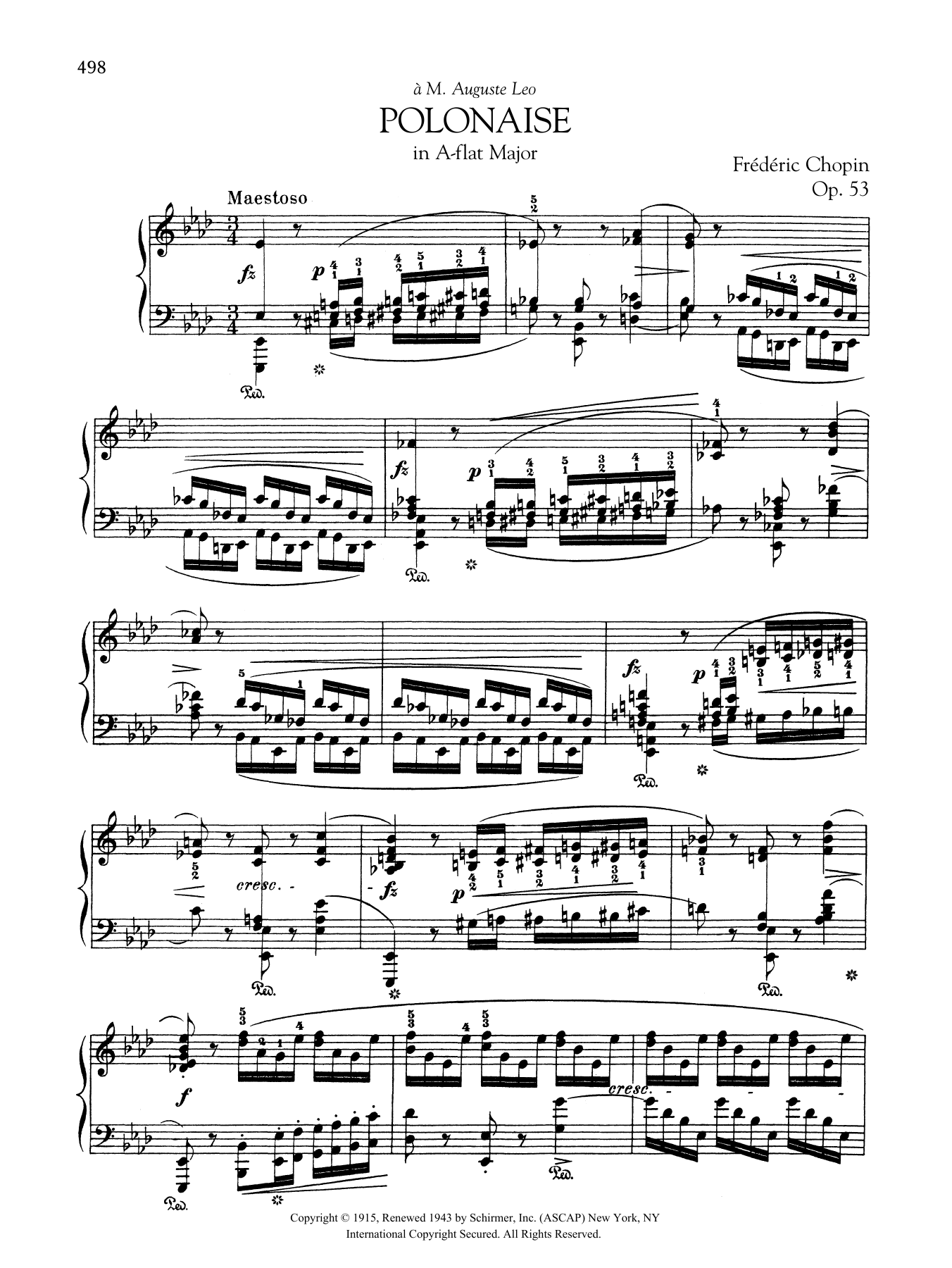 Frédéric Chopin Polonaise in A-flat Major, Op. 53 sheet music notes and chords arranged for Piano Solo