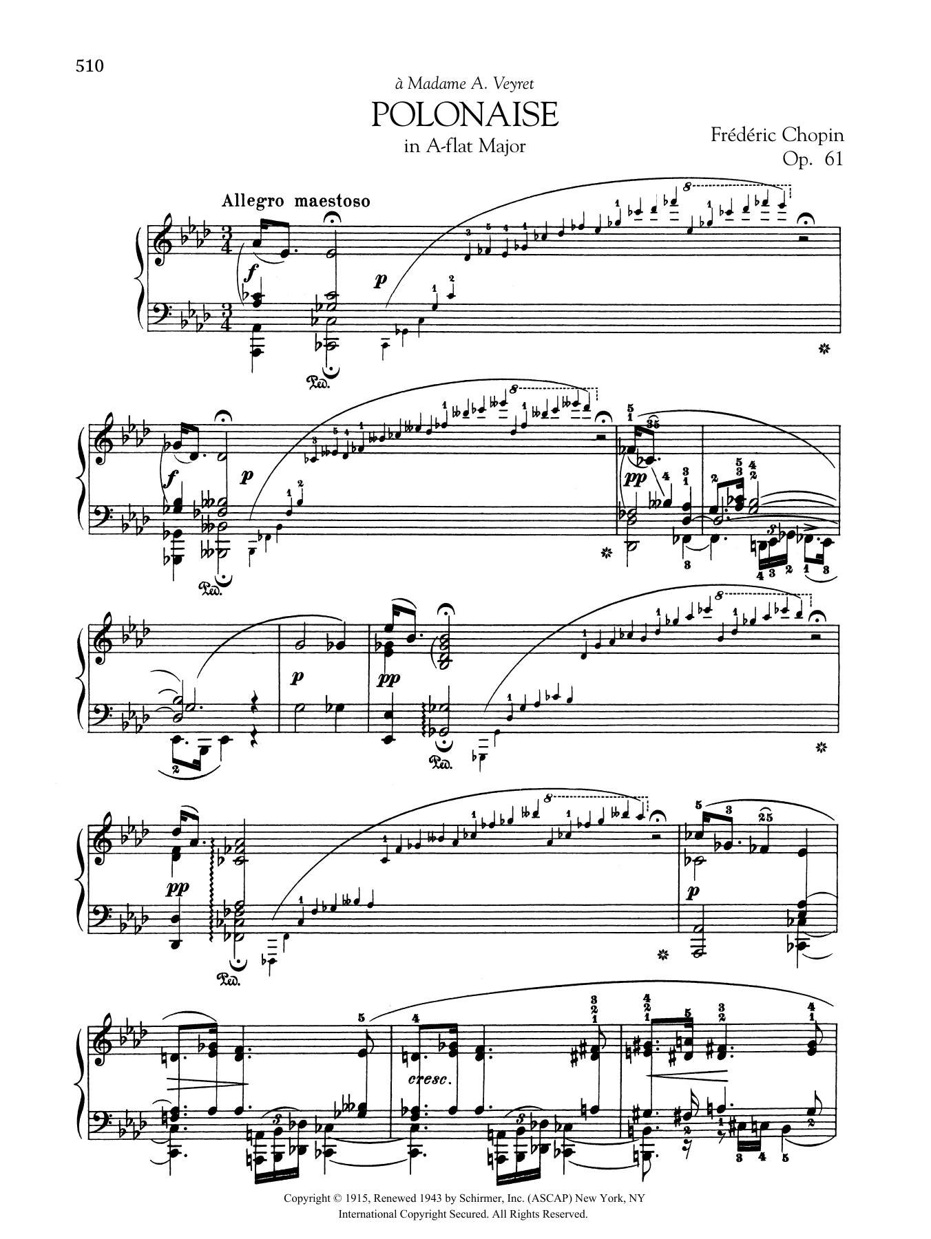 Frédéric Chopin Polonaise in A-flat Major, Op. 61 sheet music notes and chords arranged for Piano Solo