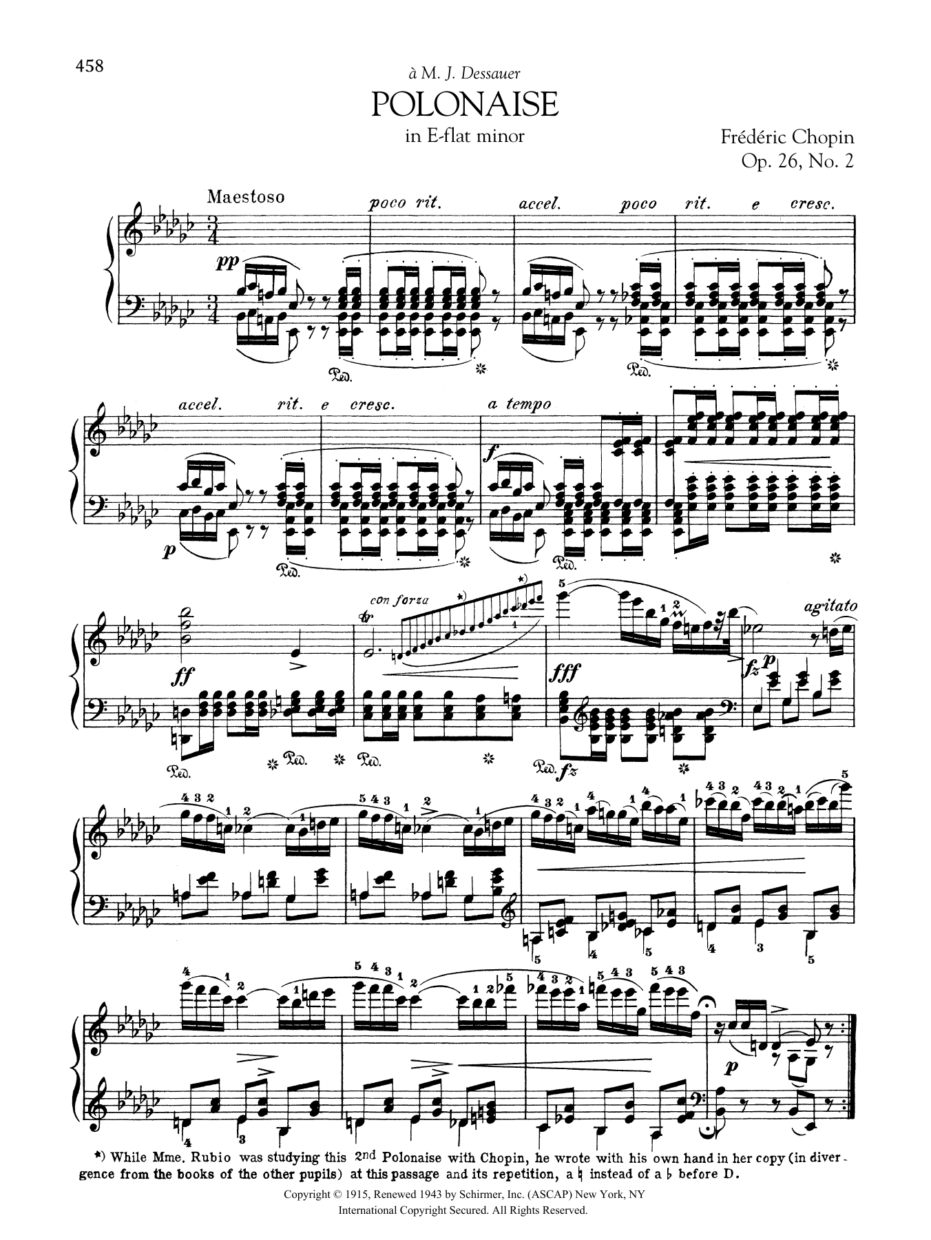 Frédéric Chopin Polonaise in E-flat minor, Op. 26, No. 2 sheet music notes and chords arranged for Piano Solo