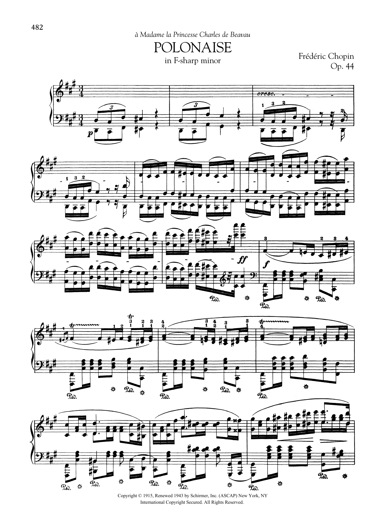 Frédéric Chopin Polonaise in F-sharp minor, Op. 44 sheet music notes and chords arranged for Piano Solo