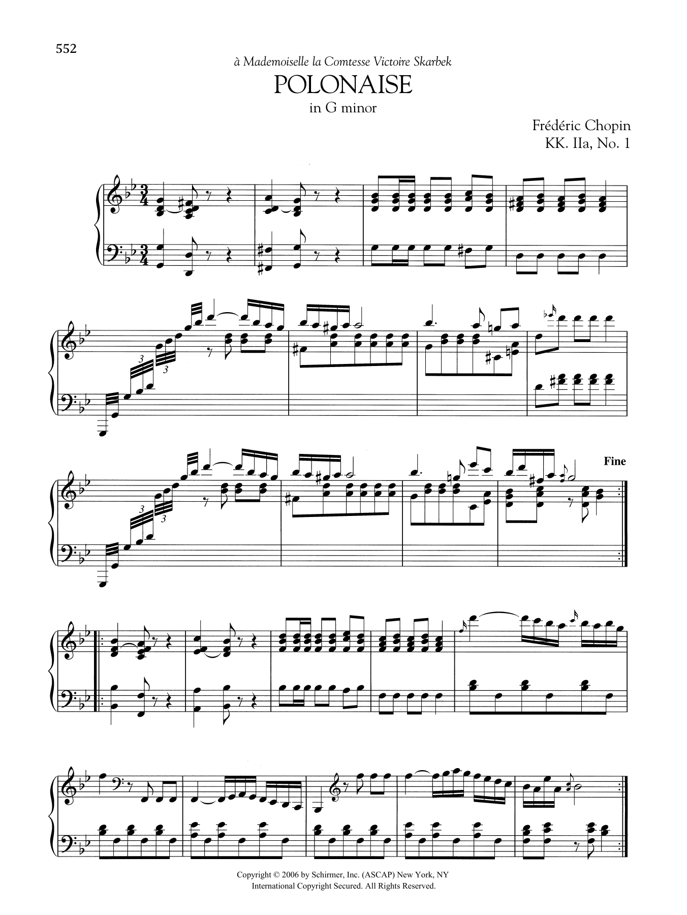 Frederic Chopin Polonaise In G Minor, KK IIa, No. 1 sheet music notes and chords arranged for Educational Piano