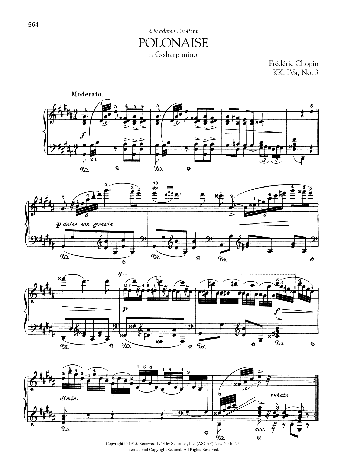 Frédéric Chopin Polonaise in G-sharp minor, KK. IVa, No. 3 sheet music notes and chords arranged for Piano Solo