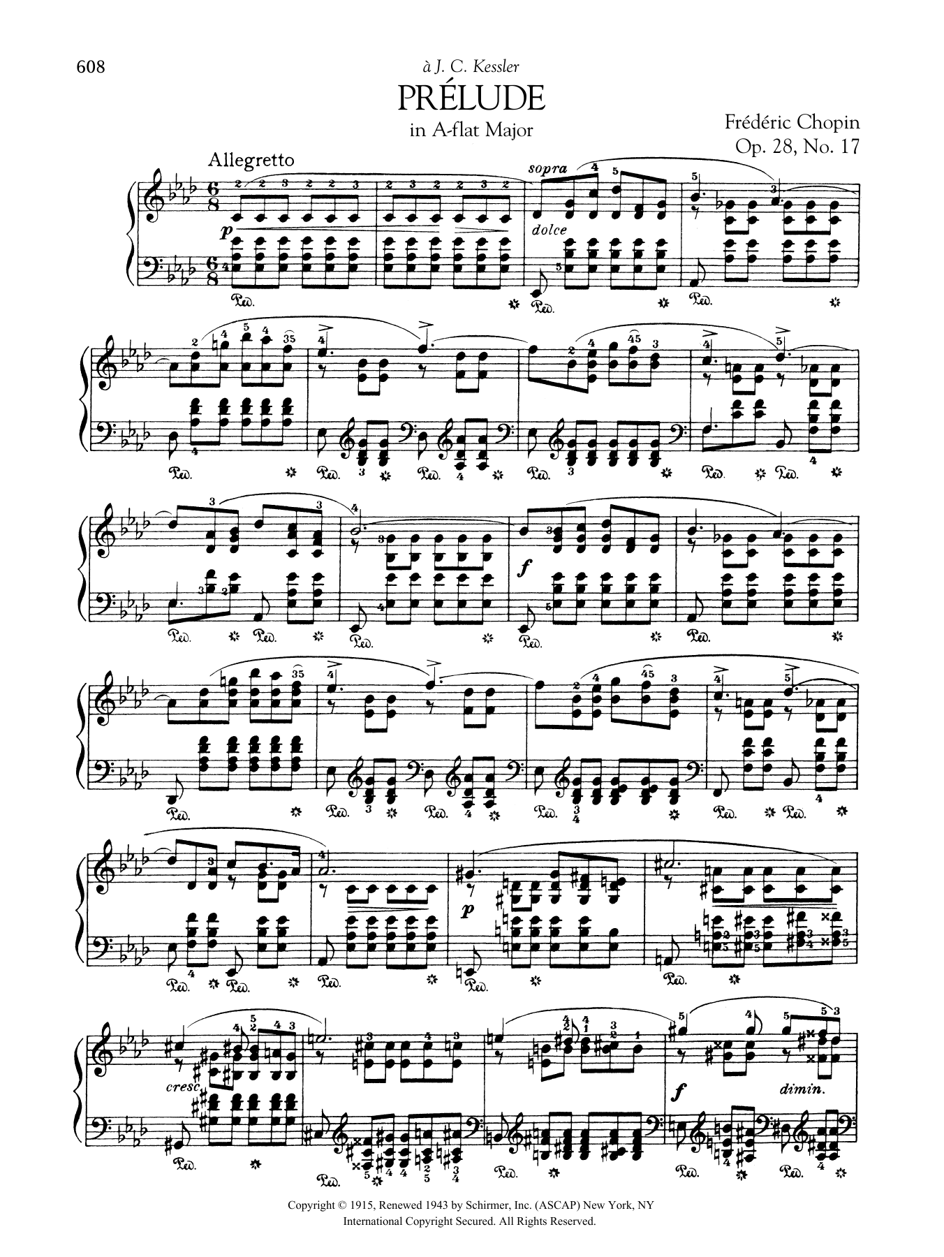 Frédéric Chopin Prélude in A-flat Major, Op. 28, No. 17 sheet music notes and chords arranged for Piano Solo