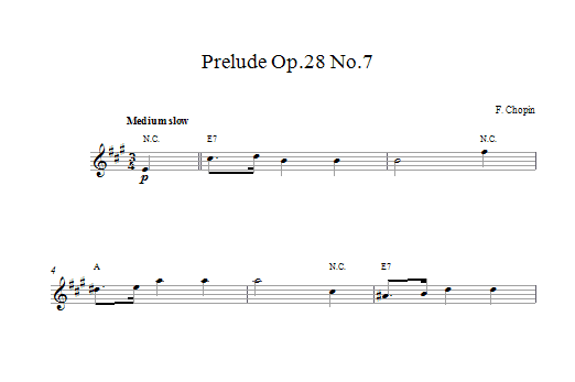 Frédéric Chopin Prelude In A Major, Op. 28, No. 7 sheet music notes and chords arranged for Violin Solo