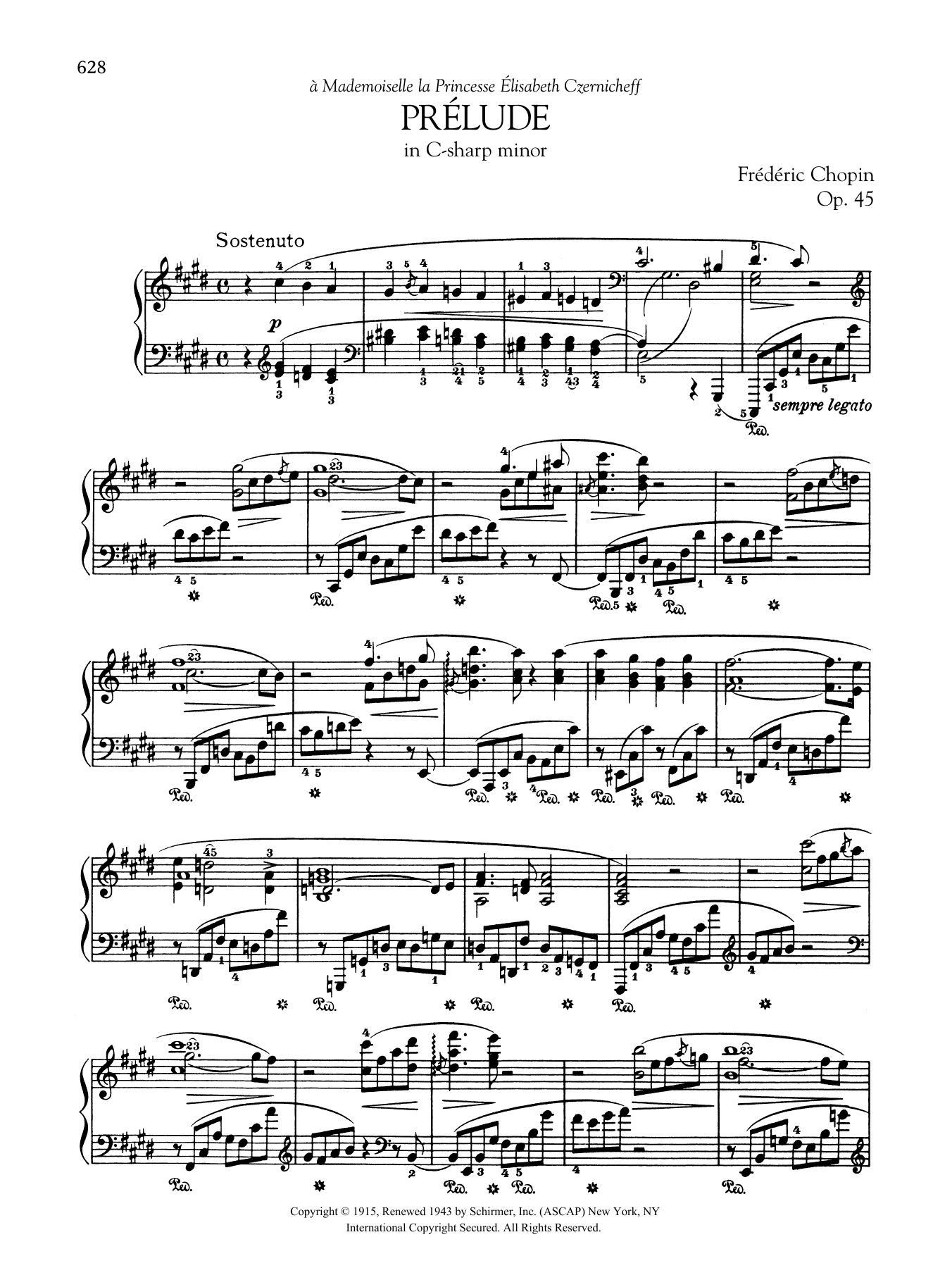 Frédéric Chopin Prélude in C-sharp minor, Op. 45 sheet music notes and chords arranged for Piano Solo
