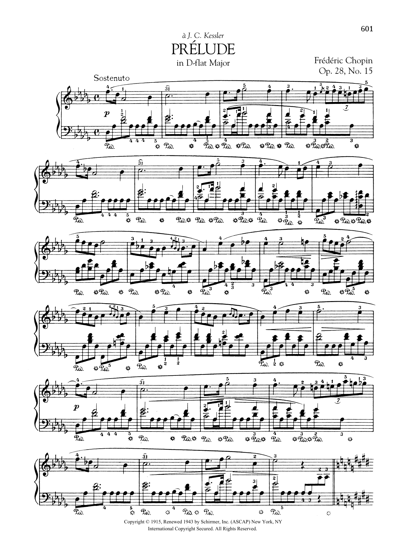 Frédéric Chopin Prelude in D-flat Major, Op. 28, No. 15 sheet music notes and chords arranged for Piano Solo