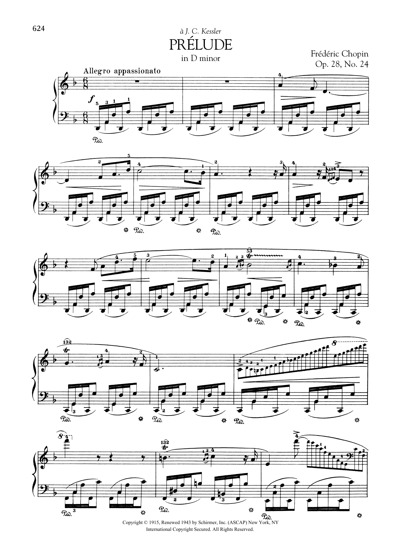 Frédéric Chopin Prélude in D minor, Op. 28, No. 24 sheet music notes and chords arranged for Piano Solo