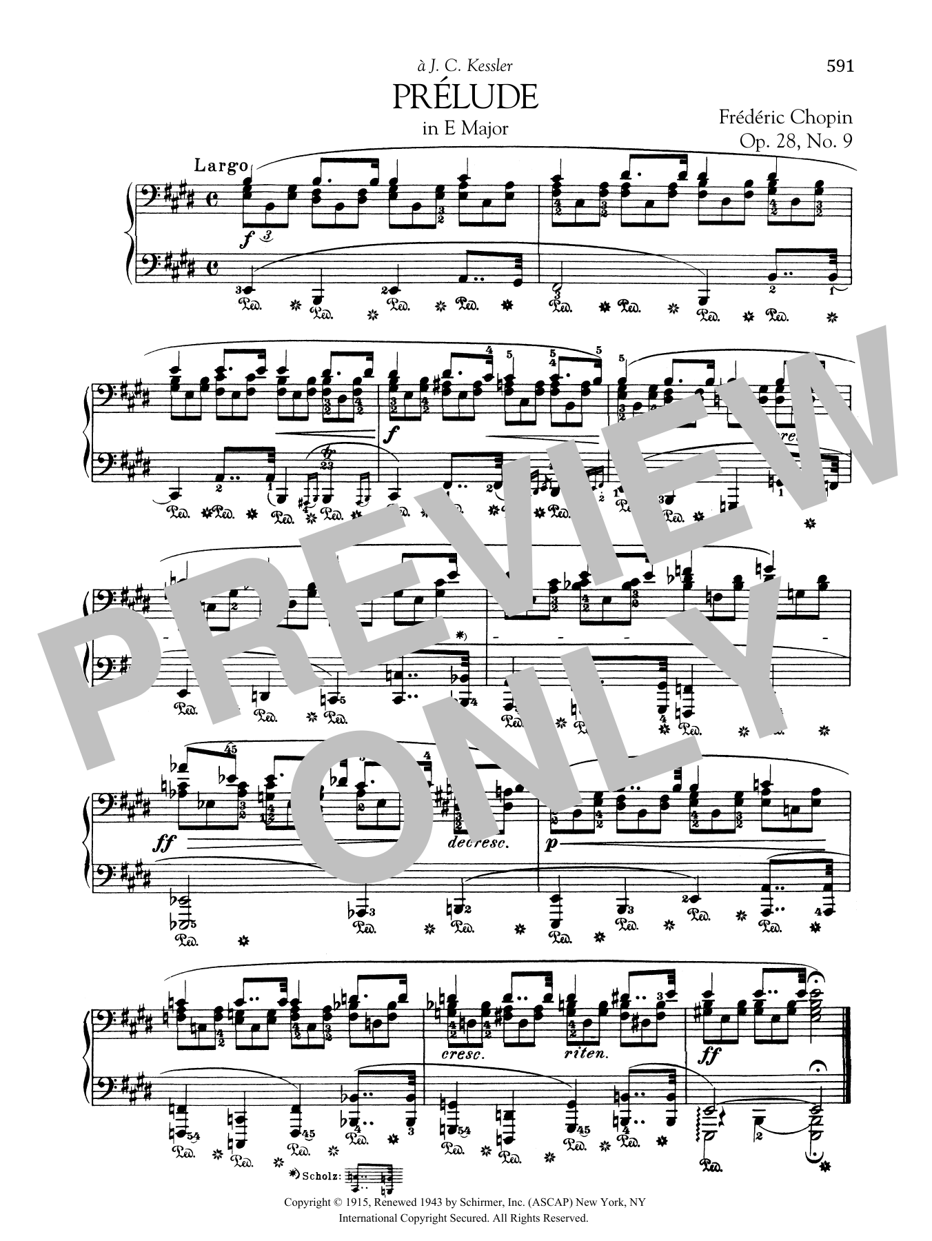 Frédéric Chopin Prelude In E Major, Op. 28, No. 9 sheet music notes and chords arranged for Piano Solo