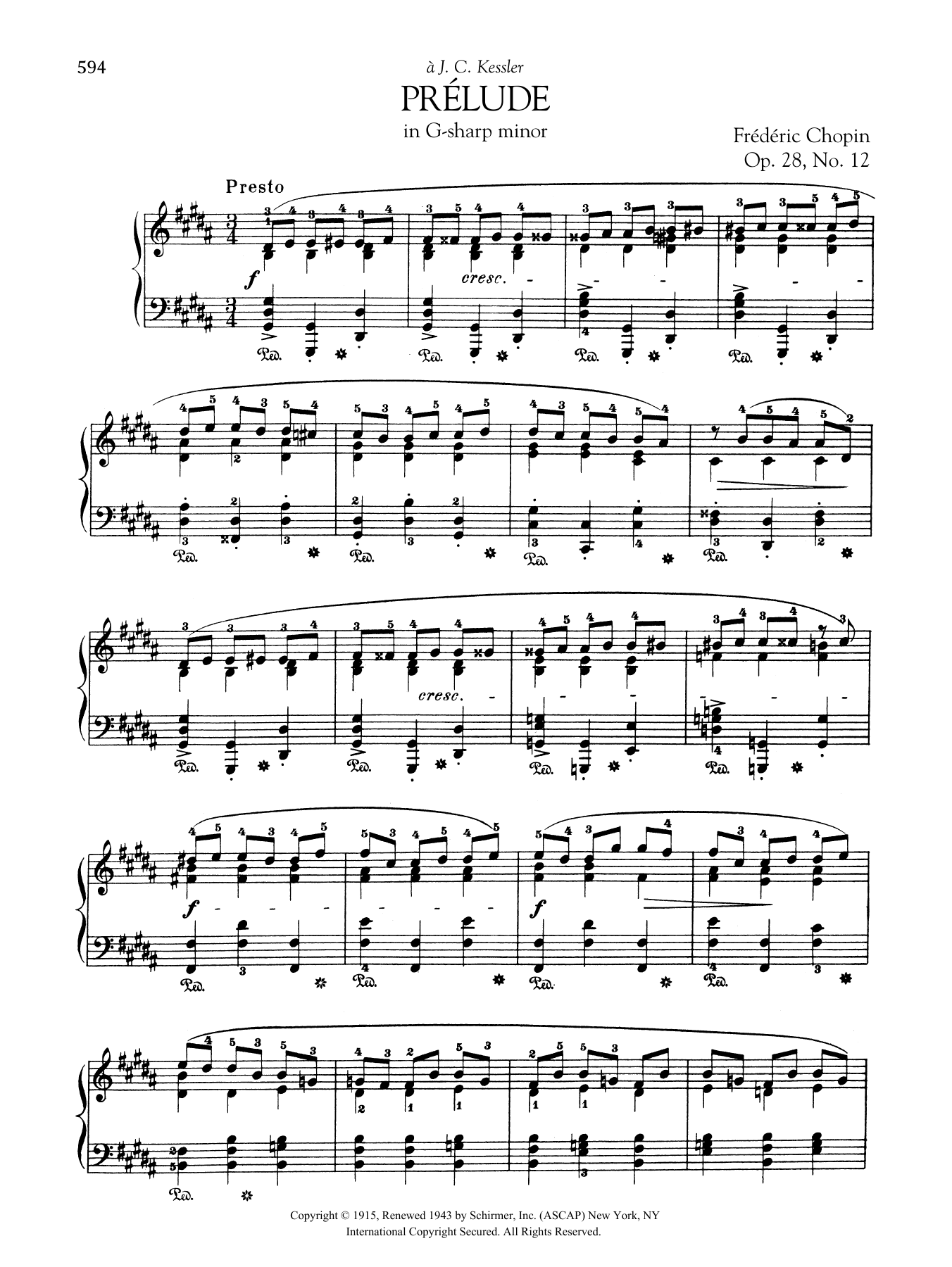Frédéric Chopin Prélude in G-sharp minor, Op. 28, No. 12 sheet music notes and chords arranged for Piano Solo