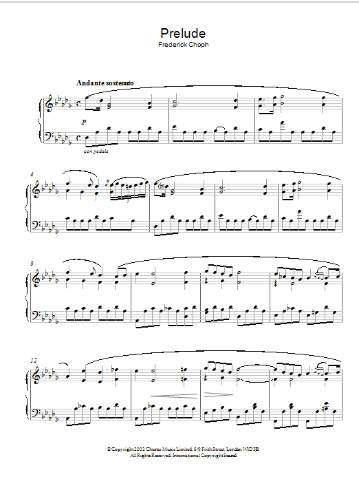 Frederic Chopin Prelude sheet music notes and chords arranged for Piano Solo