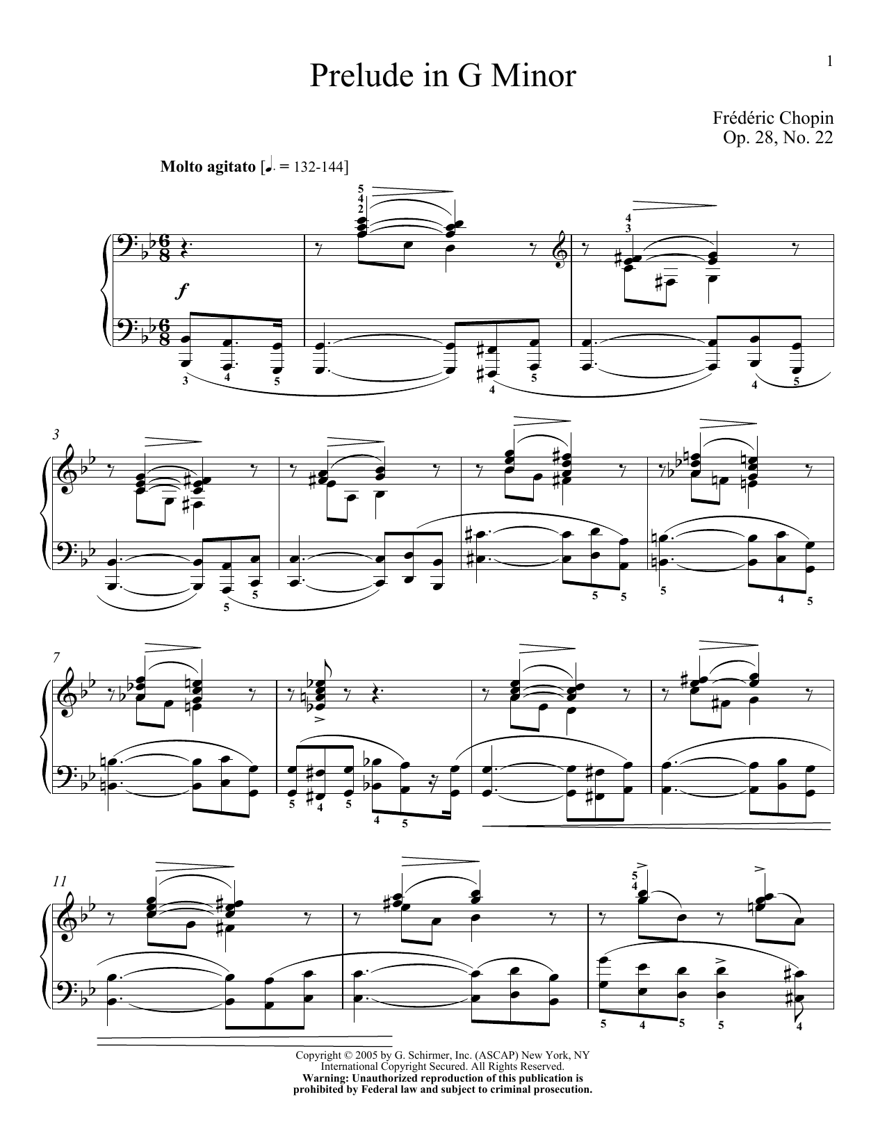 Frédéric Chopin Prelude, Op. 28, No. 22 sheet music notes and chords arranged for Piano Solo