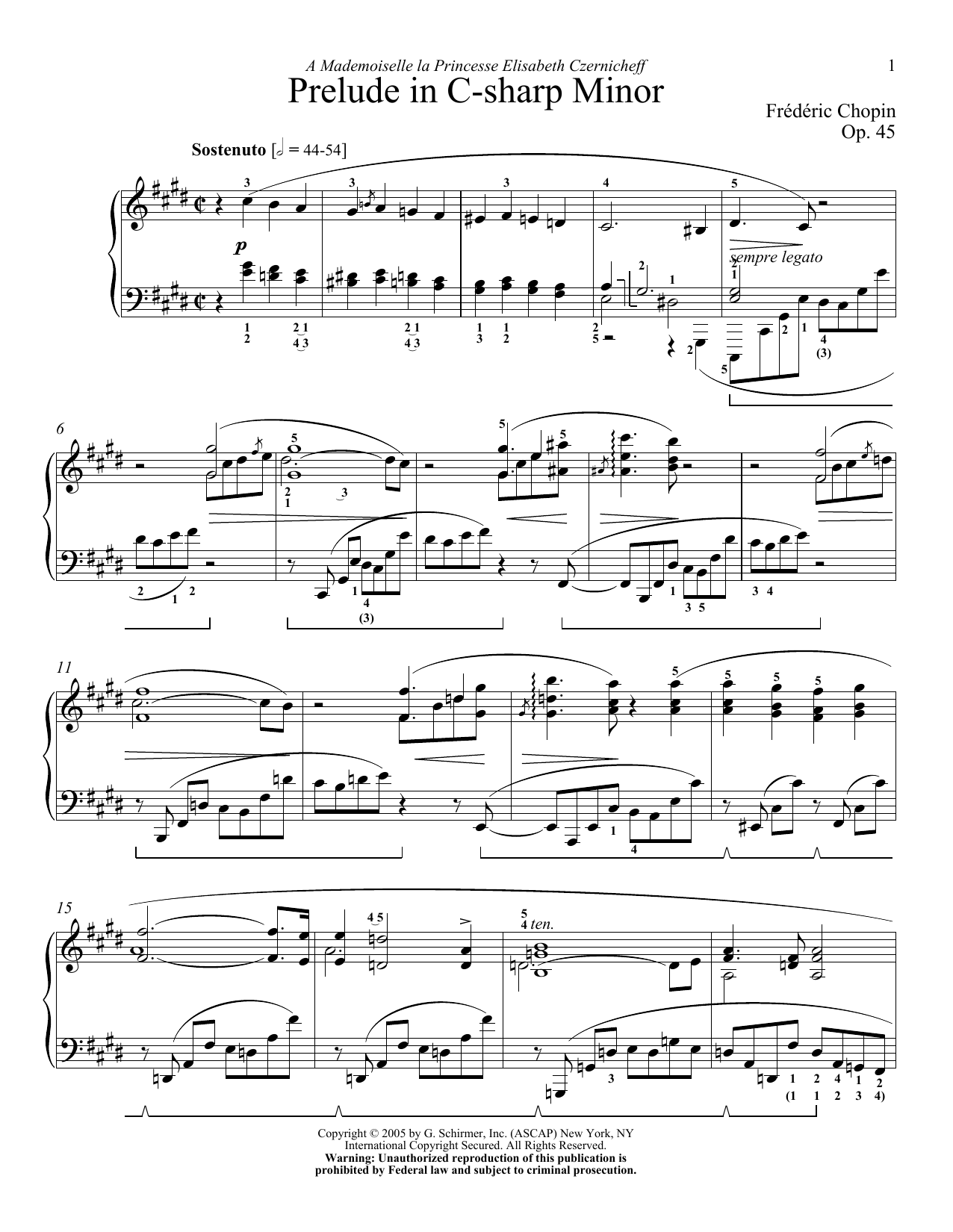 Frédéric Chopin Prelude, Op. 45 sheet music notes and chords arranged for Piano Solo