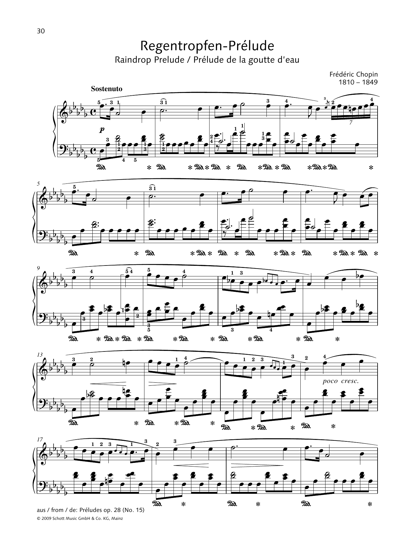 Frédéric Chopin Raindrop Prelude sheet music notes and chords arranged for Piano Solo