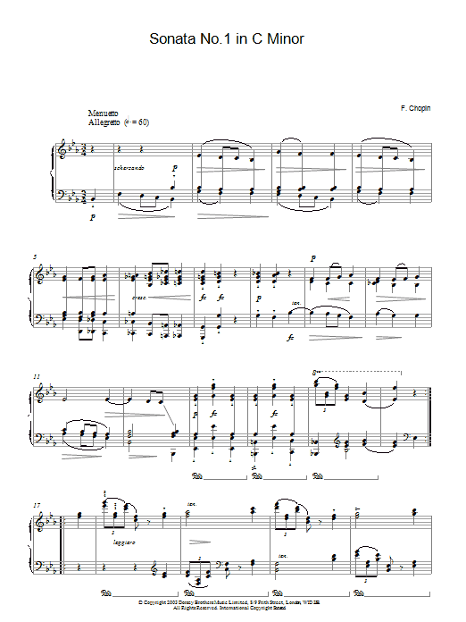 Frederic Chopin Sonata No. 1 In C Minor sheet music notes and chords arranged for Piano Solo