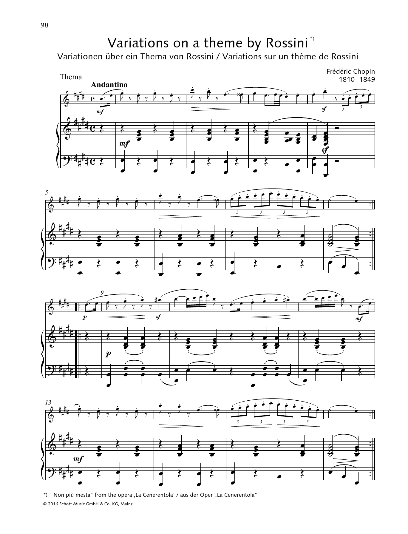 Frédéric Chopin Variations on a theme by Rossini sheet music notes and chords arranged for Woodwind Solo