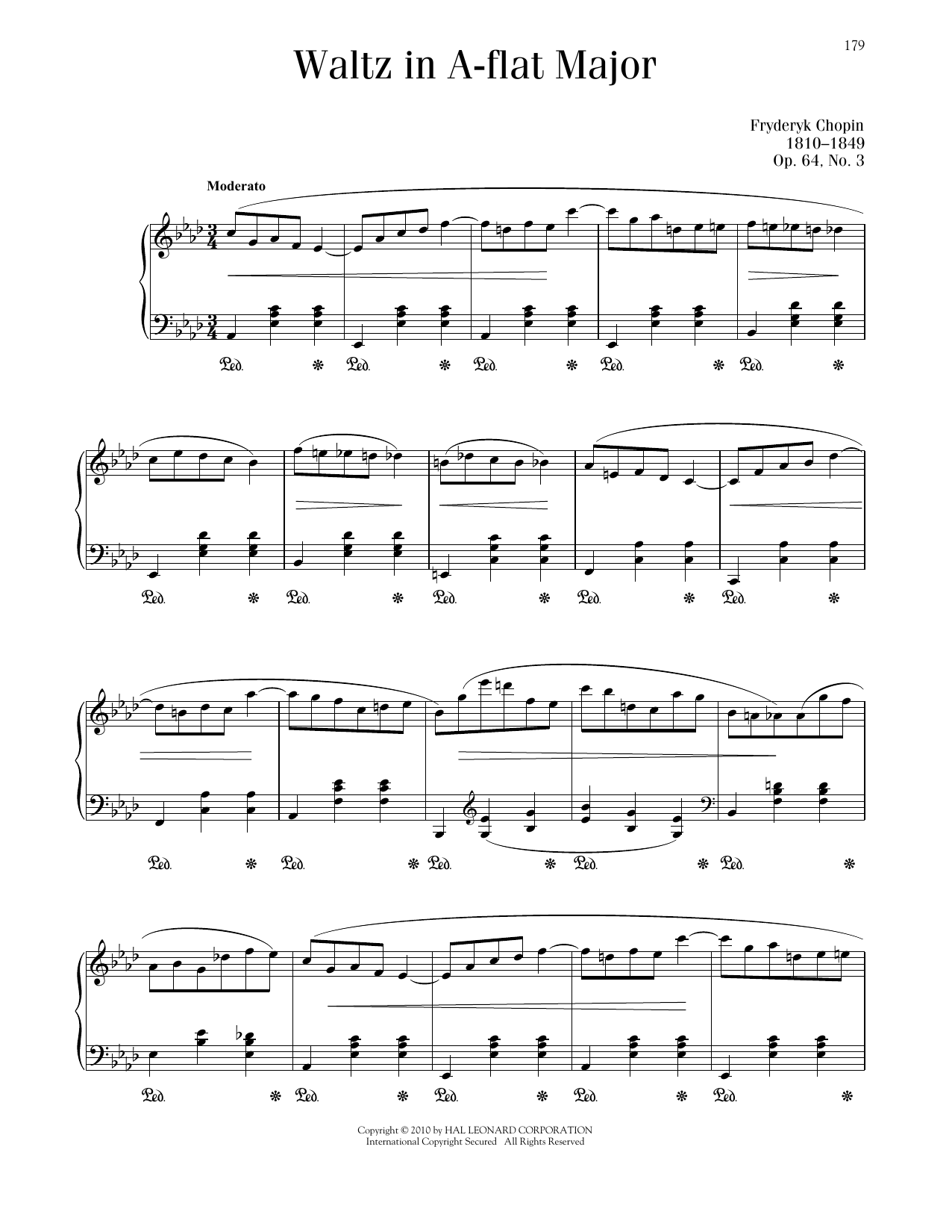 Frédéric Chopin Waltz In A-Flat Major, Op. 64, No. 3 sheet music notes and chords arranged for Piano Solo