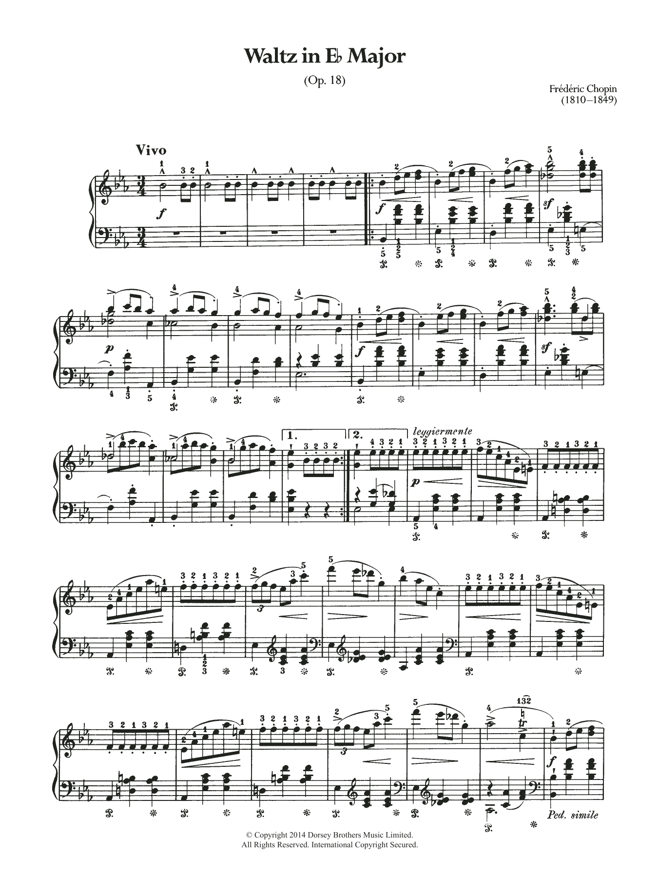 Frédéric Chopin Waltz Op.18 (from 'Les Sylphides') sheet music notes and chords arranged for Piano Solo