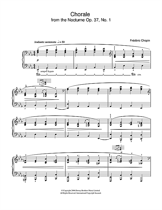 Frederic Chopin Chorale from Nocturne Op. 37, No. 1 sheet music notes and chords arranged for Easy Piano