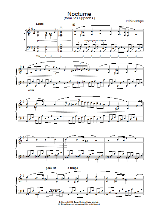 Frederic Chopin Nocturne (from Les Sylphides) sheet music notes and chords. Download Printable PDF.