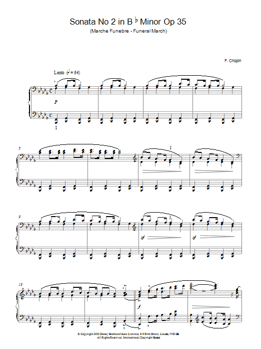 Frederic Chopin Sonata No. 2 In Bb Minor, Op. 35 (Funeral March) sheet music notes and chords. Download Printable PDF.