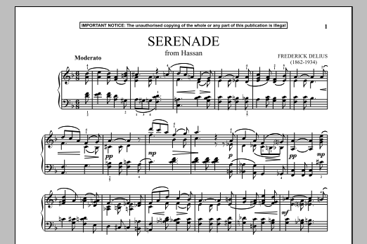 Frederick Delius Hassan, Serenade sheet music notes and chords arranged for Piano Solo