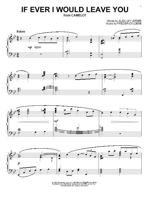 Frederick Loewe If Ever I Would Leave You sheet music notes and chords arranged for Piano Solo
