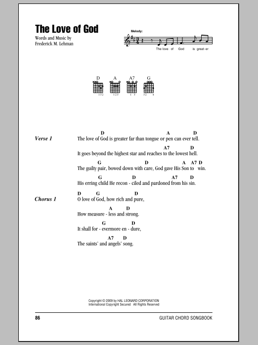 Frederick M. Lehman The Love of God sheet music notes and chords arranged for SATB Choir