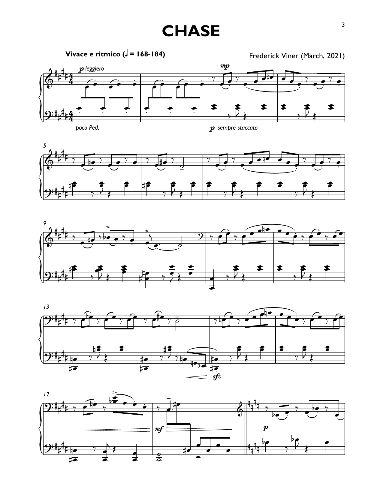 Frederick Viner Chase sheet music notes and chords arranged for Piano Solo