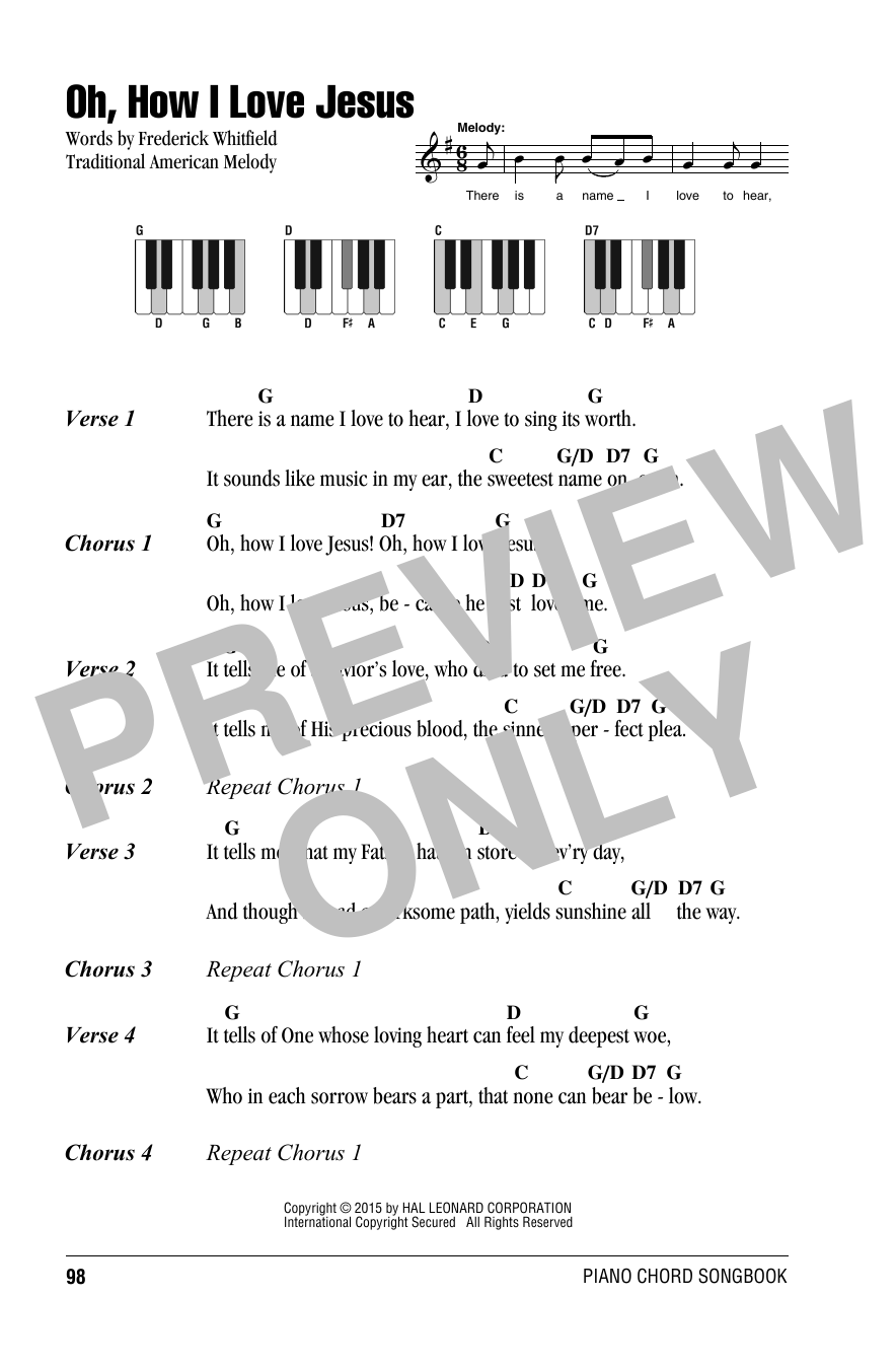 Frederick Whitfield Oh, How I Love Jesus (O How I Love Jesus) sheet music notes and chords arranged for Easy Guitar