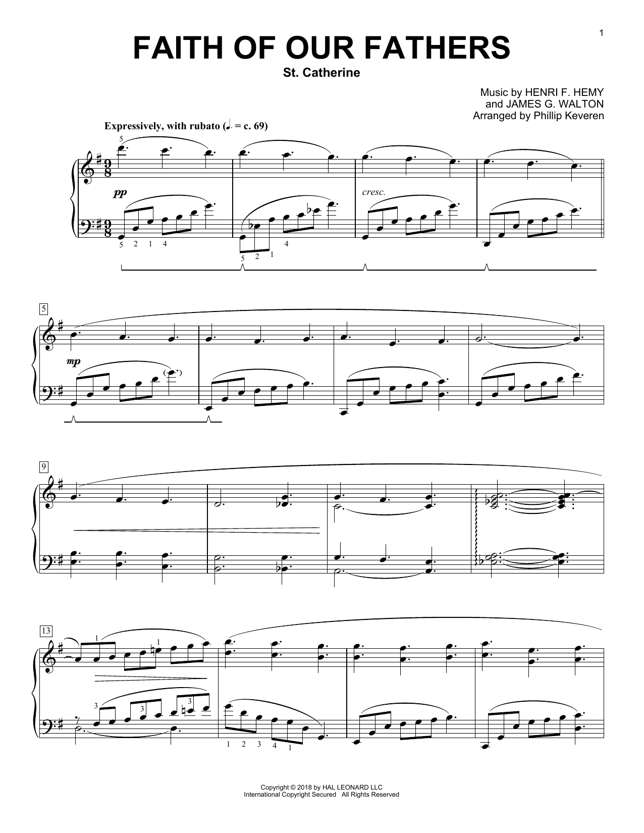 Frederick William Faber Faith Of Our Fathers [Classical version] (arr. Phillip Keveren) sheet music notes and chords arranged for Piano Solo