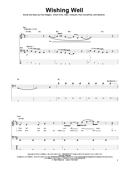 Free Wishing Well sheet music notes and chords arranged for Guitar Chords/Lyrics
