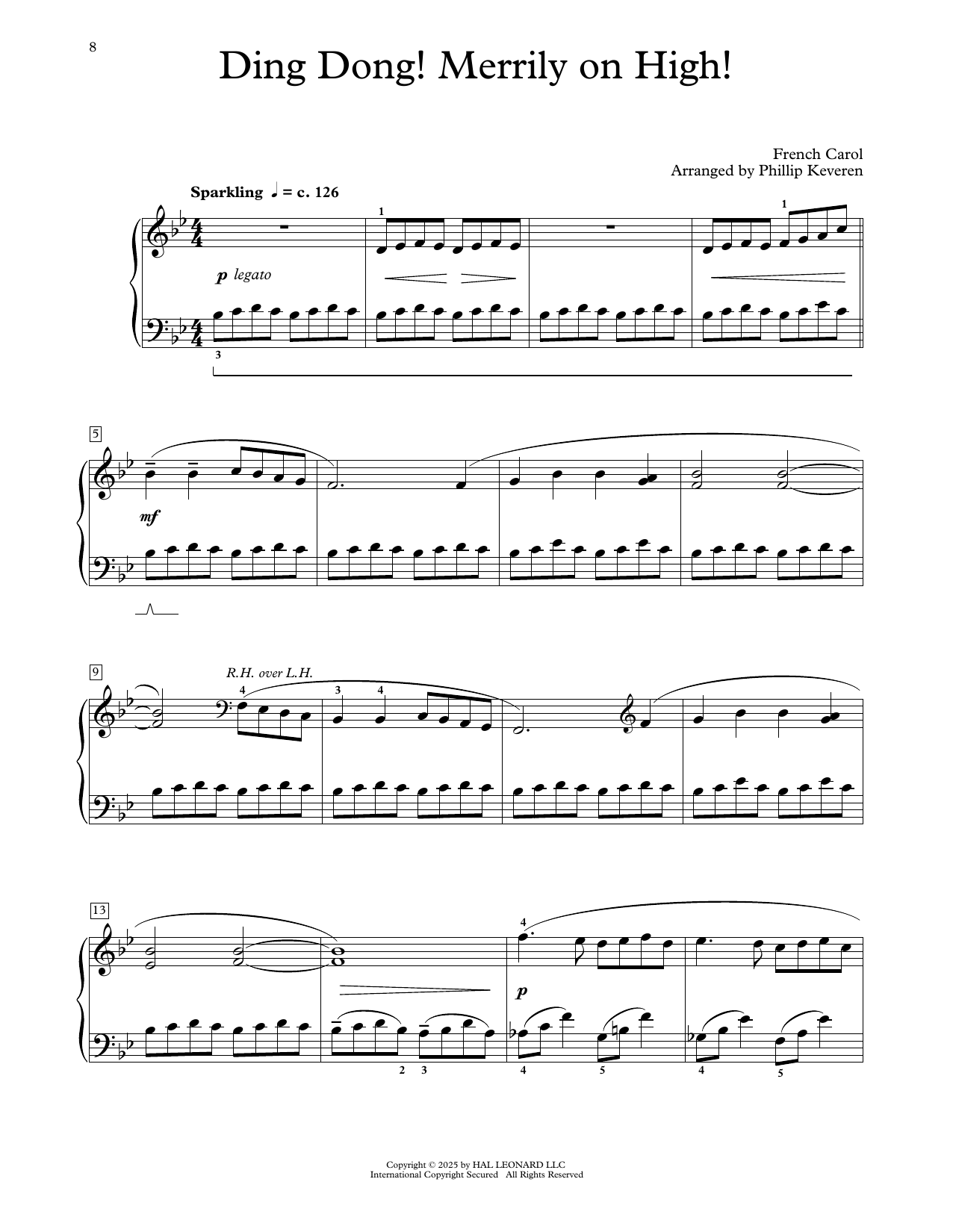 French Carol Ding Dong! Merrily On High! (arr. Phillip Keveren) sheet music notes and chords arranged for Easy Piano