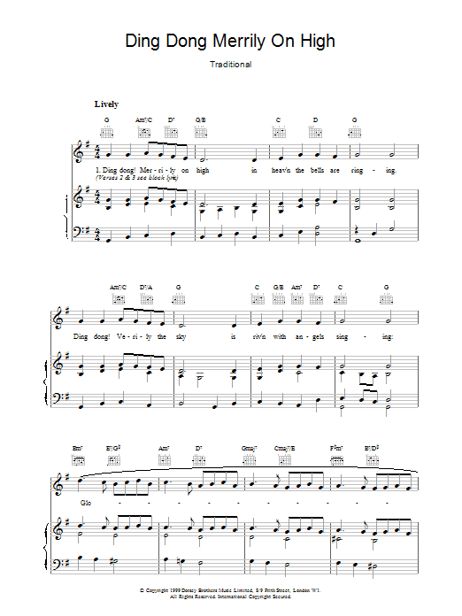 French Carol Ding Dong! Merrily On High! sheet music notes and chords arranged for Ukulele Chords/Lyrics