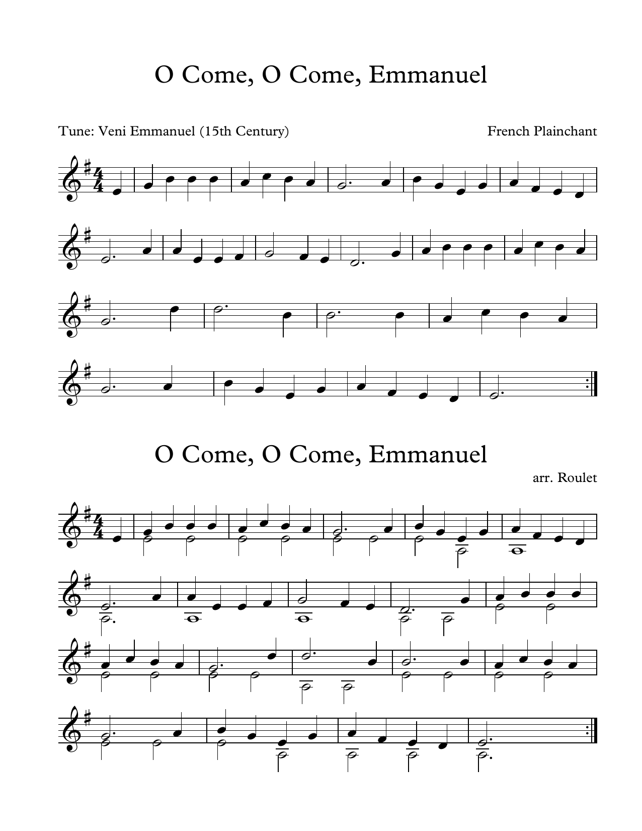French Plainchant O Come, O Come, Emmanuel (arr. Patrick Roulet) sheet music notes and chords arranged for Marimba Solo