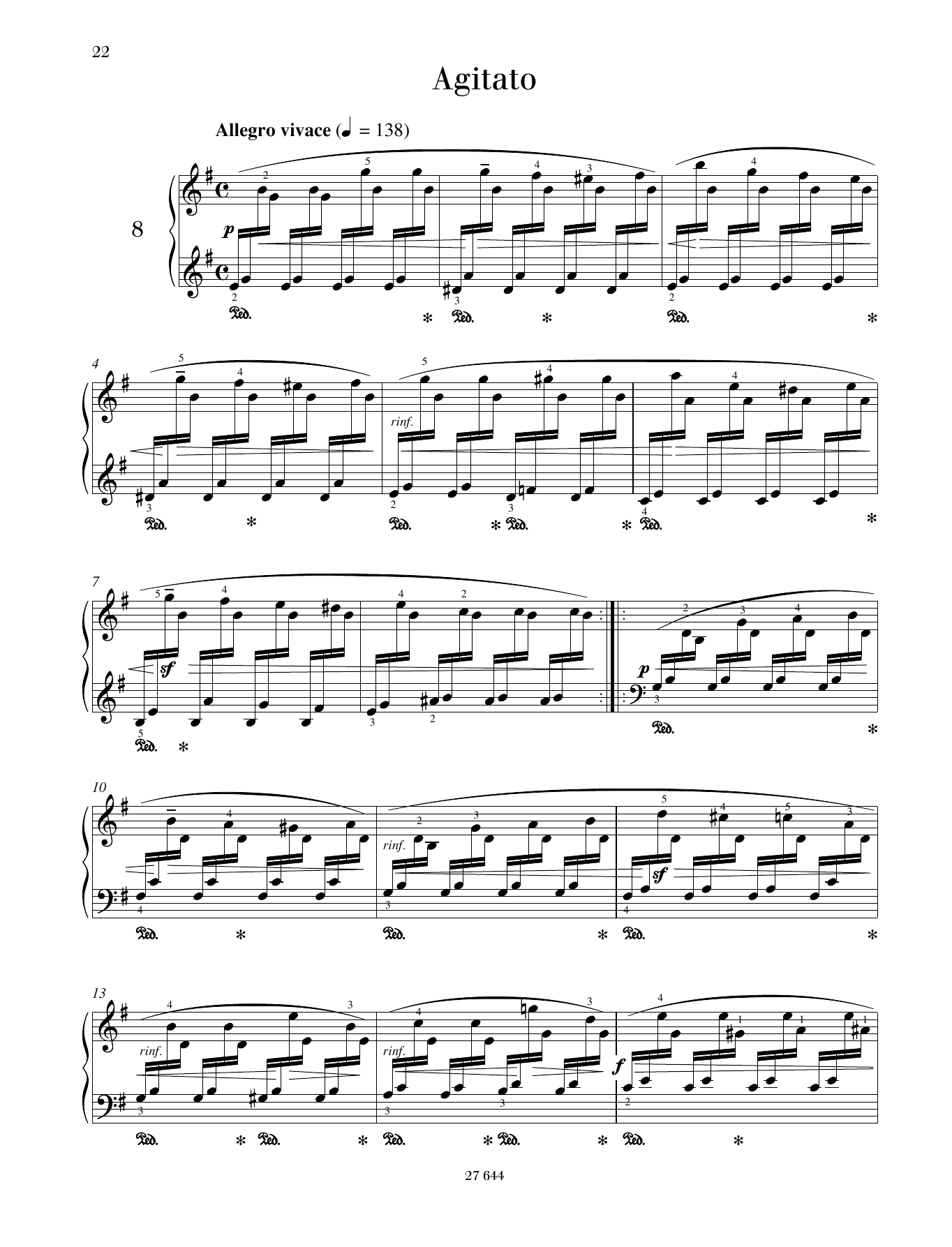 Friedrich Burgmuller Agitato sheet music notes and chords arranged for Piano Solo