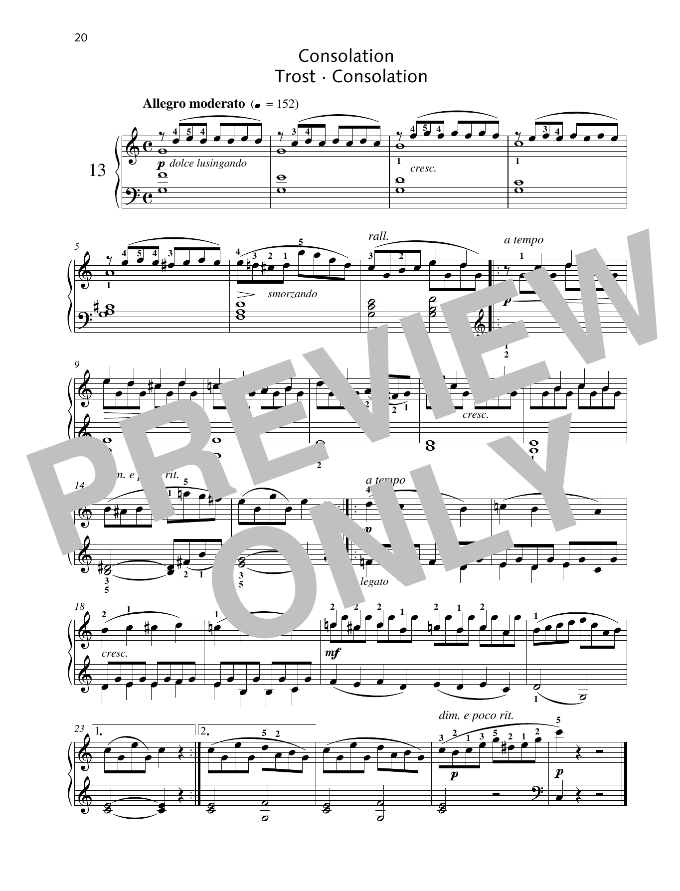 Friedrich Burgmuller Consolation sheet music notes and chords arranged for Piano Solo