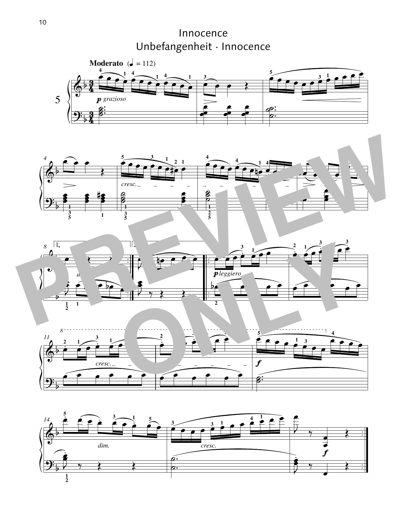 Friedrich Burgmuller Innocence sheet music notes and chords arranged for Piano Solo