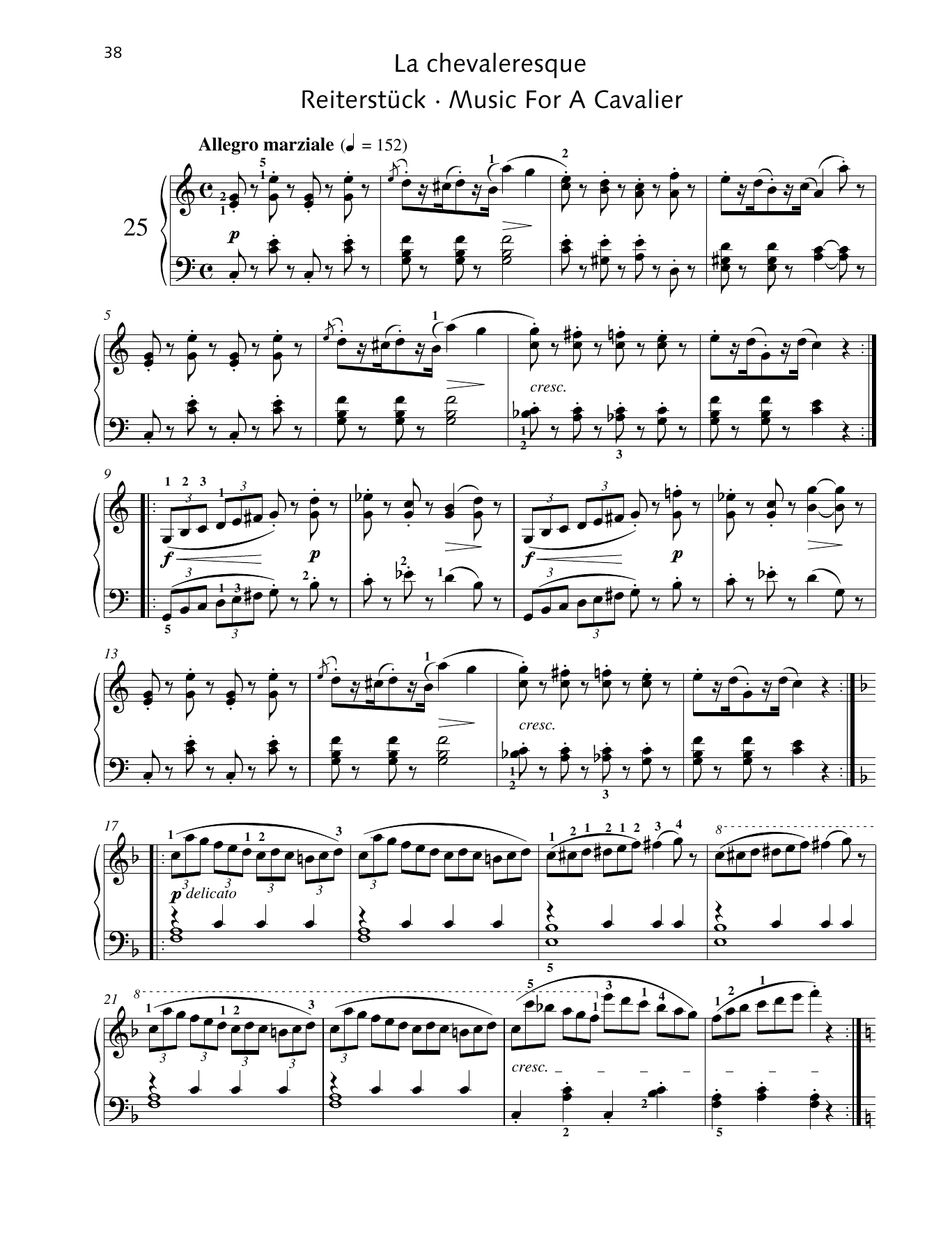 Friedrich Burgmuller Music For A Cavalier sheet music notes and chords arranged for Piano Solo