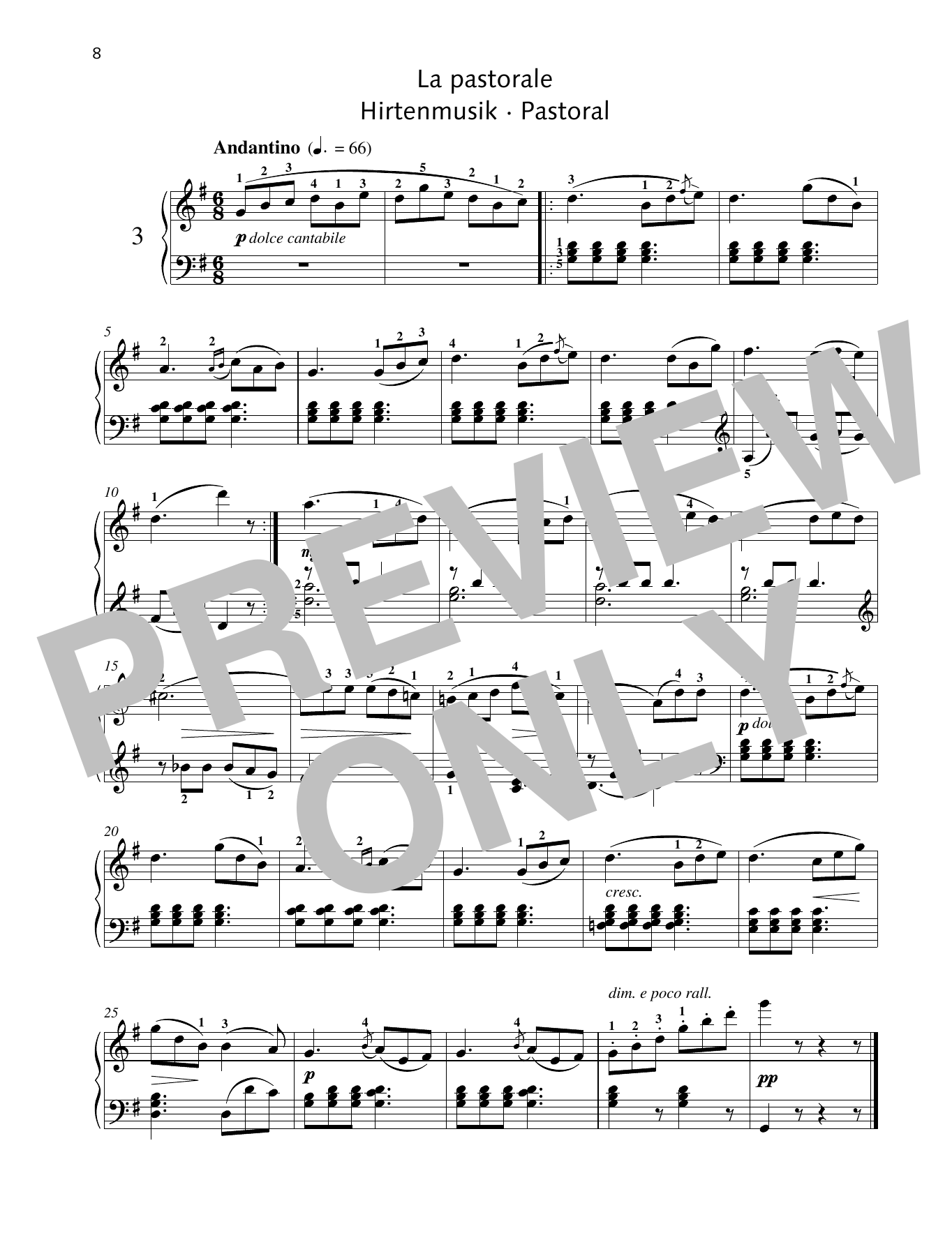 Friedrich Burgmuller Pastoral sheet music notes and chords arranged for Piano Solo