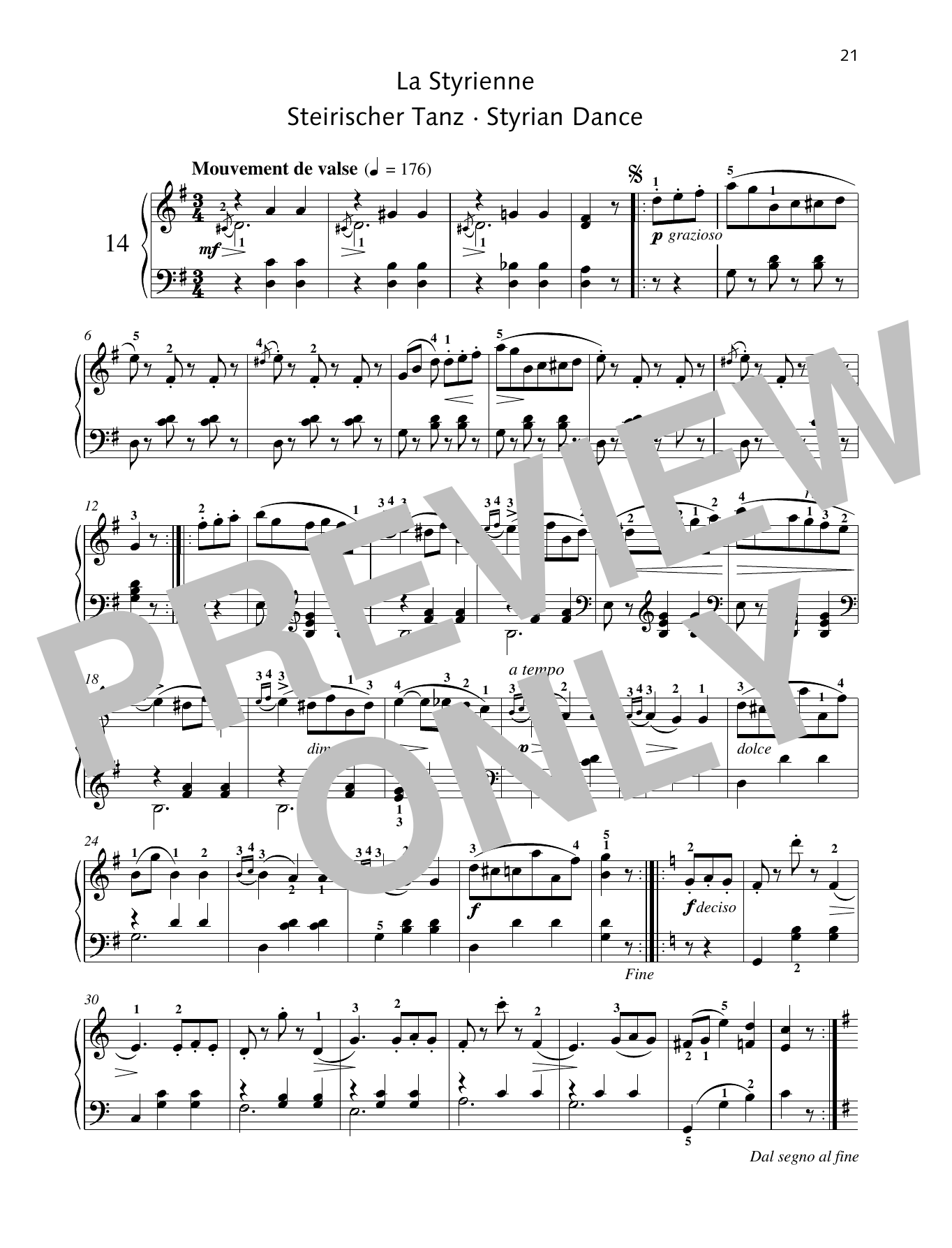 Friedrich Burgmuller Styrian Dance sheet music notes and chords arranged for Piano Solo