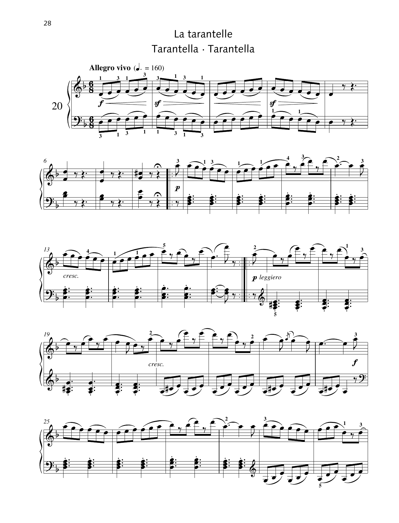 Friedrich Burgmuller Tarantella sheet music notes and chords arranged for Piano Solo