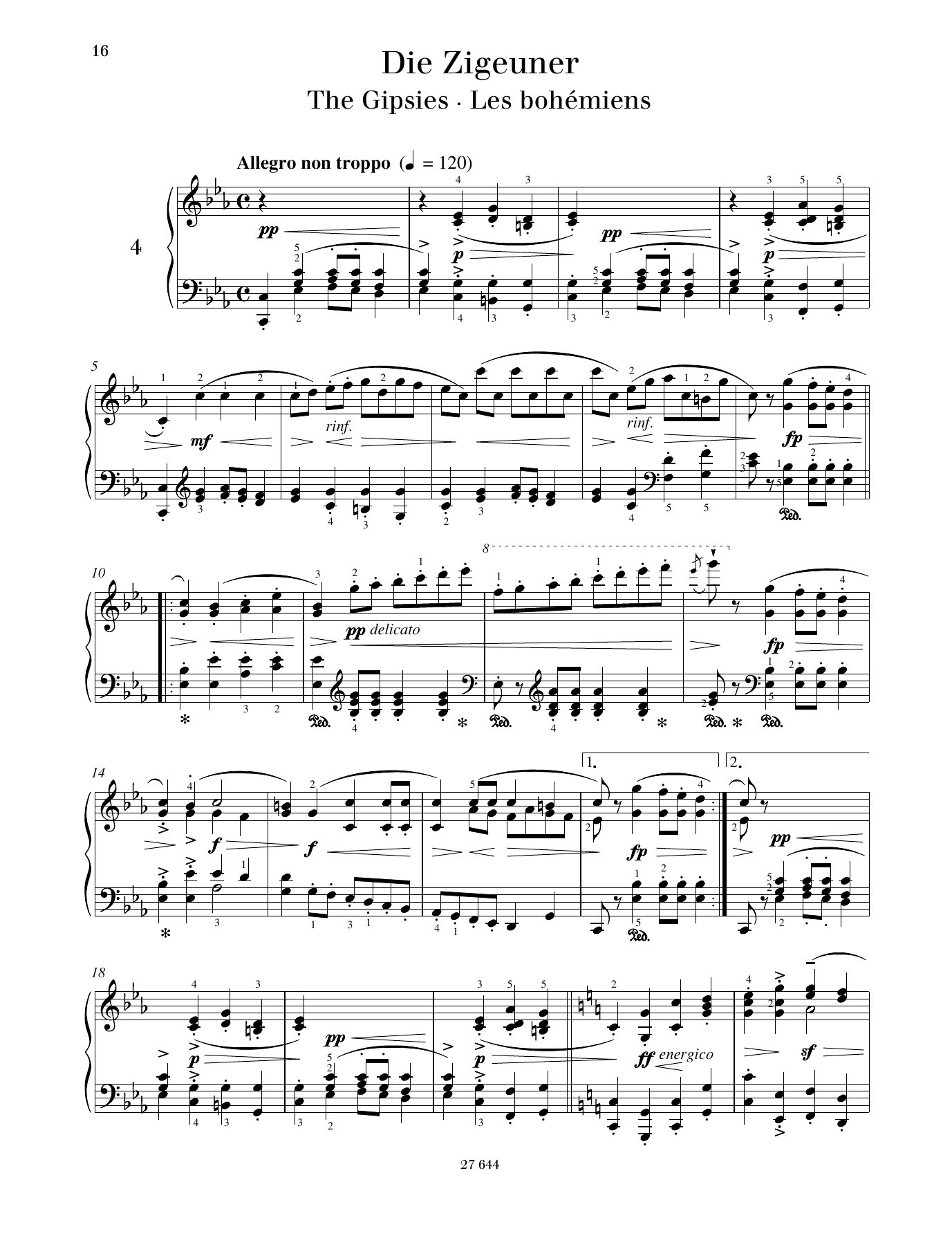 Friedrich Burgmuller The Gipsies sheet music notes and chords arranged for Piano Solo