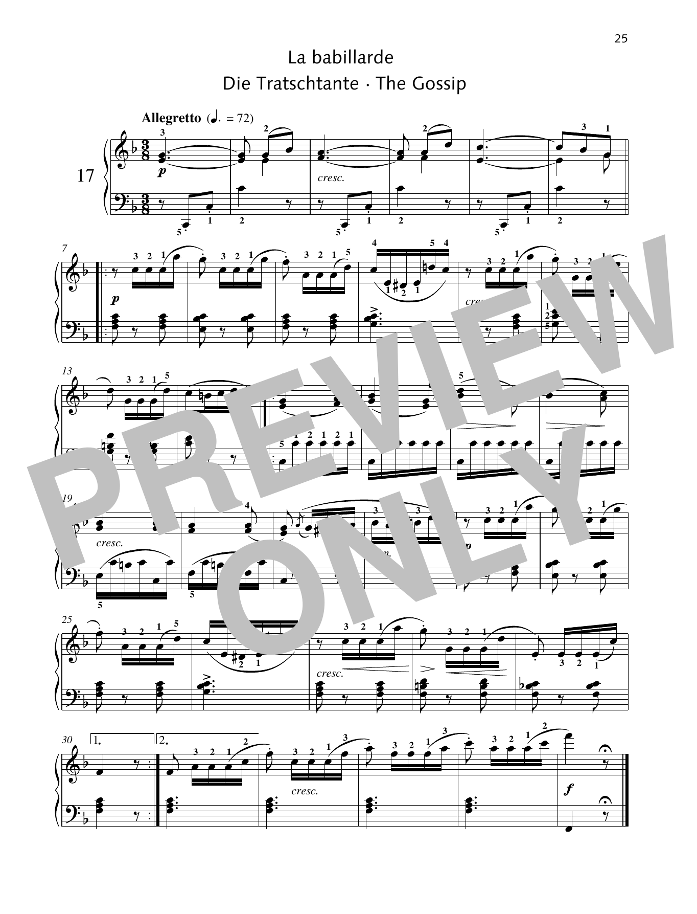 Friedrich Burgmuller The Gossip sheet music notes and chords arranged for Piano Solo