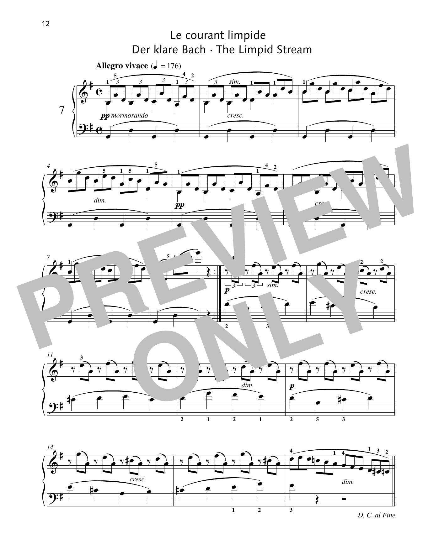 Friedrich Burgmuller The Limpid Stream sheet music notes and chords arranged for Piano Solo