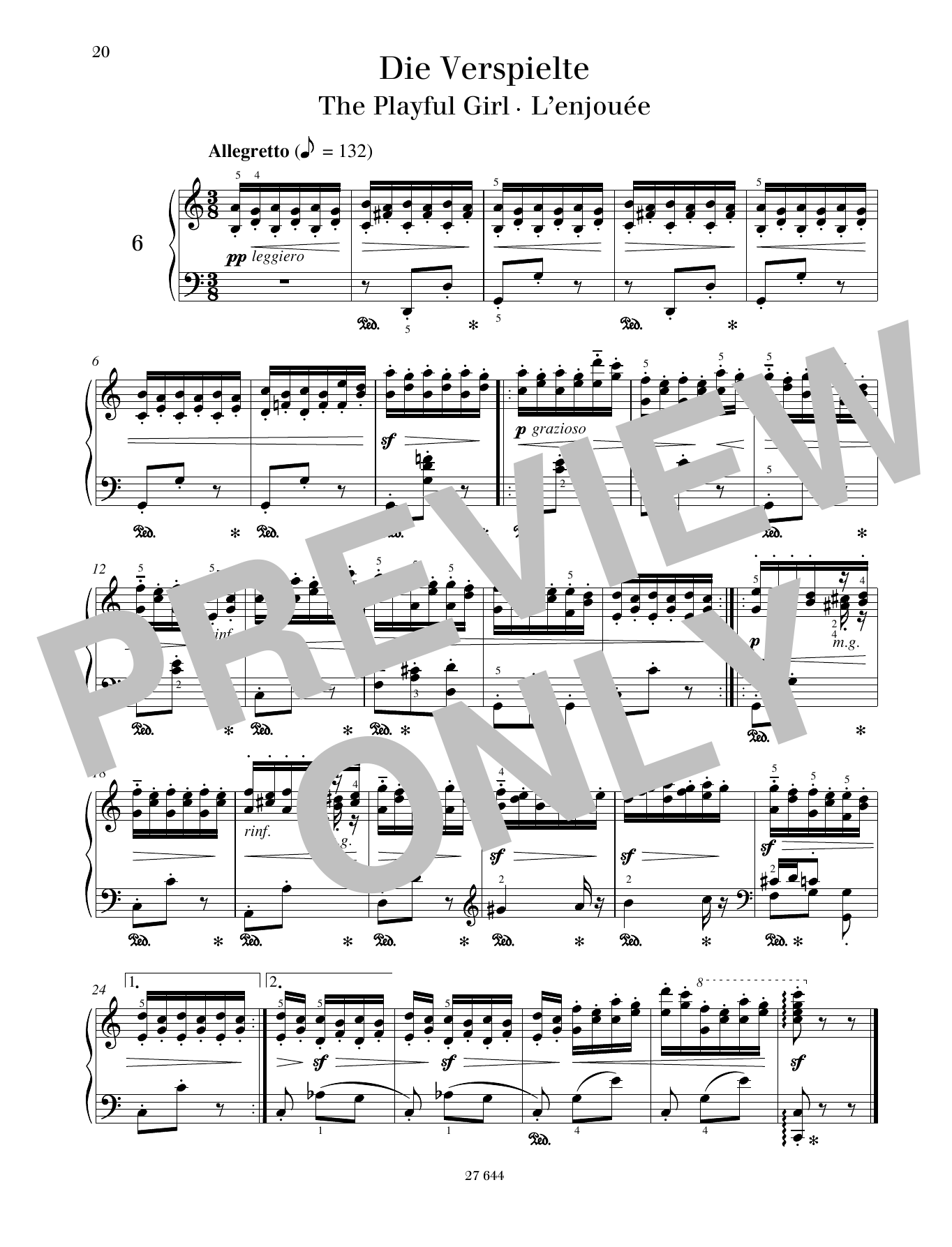 Friedrich Burgmuller The Playful Girl sheet music notes and chords arranged for Piano Solo