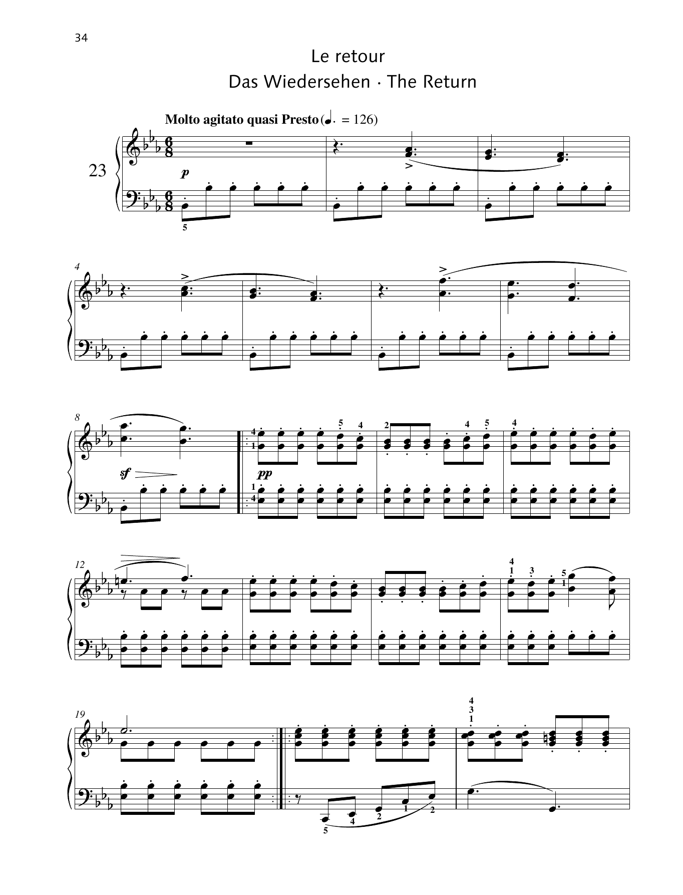 Friedrich Burgmuller The Return sheet music notes and chords arranged for Piano Solo
