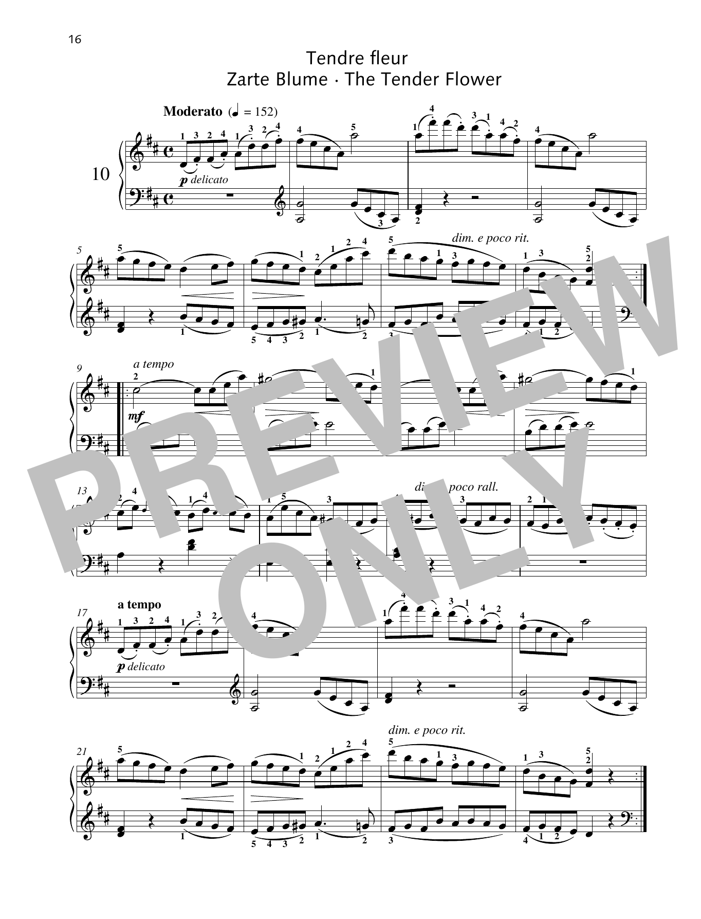 Friedrich Burgmuller The Tender Flower sheet music notes and chords arranged for Piano Solo