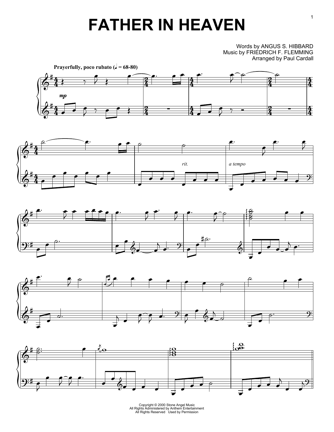 Friedrich F. Flemming Father In Heaven (arr. Paul Cardall) sheet music notes and chords arranged for Piano Solo